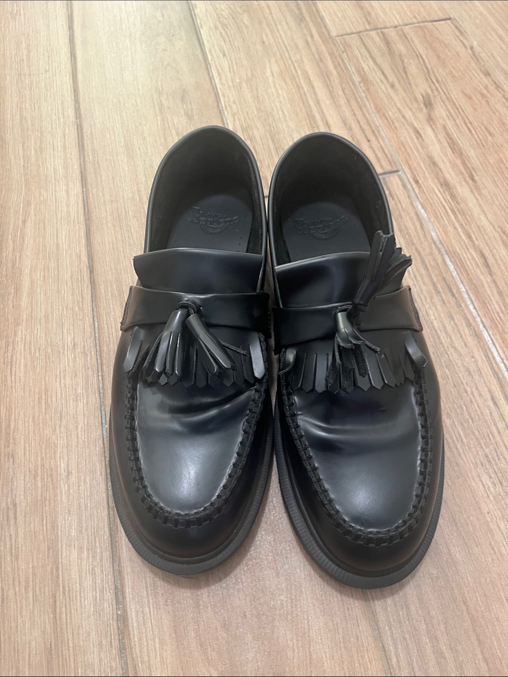 Dr. Martens Black Leather Tassel Kiltie Loafers